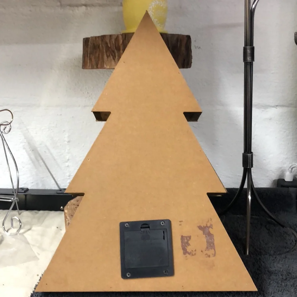 Wooden lighted tree snowman‎ and snowflakes